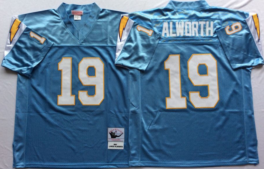 Men NFL Los Angeles Chargers 19 Alworth light blue Mitchell Ness jerseys
